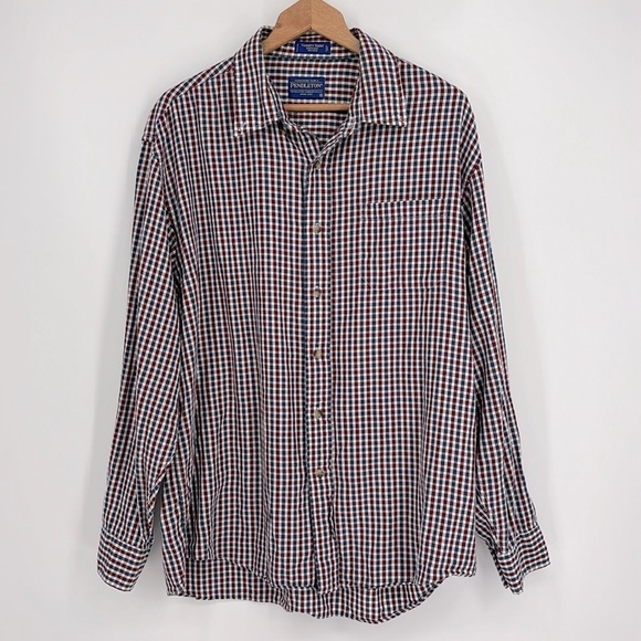 Pendleton Varsity Shirt Long Sleeve Button-Up Gingham Plaid in Men’s Size XL - Picture 1 of 7
